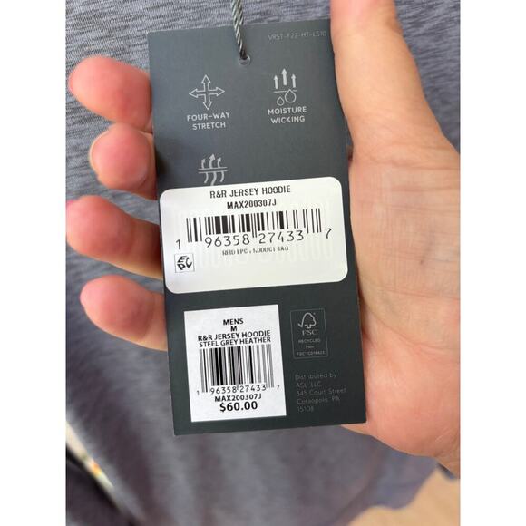 VRST Men's Steel Gray Heather R&R Jersey Hoodie Size M - Picture 7 of 7